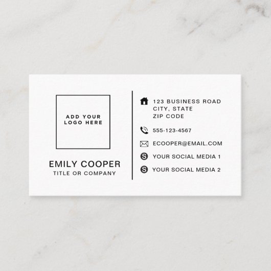 Modern Houndstooth Voeg Logo toe Zwart en Wit Visitekaartje (Voorkant)
