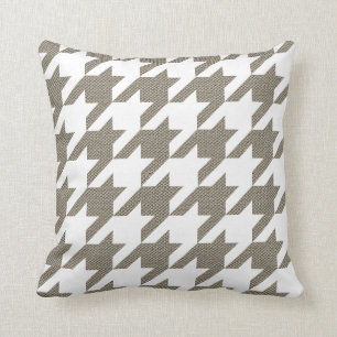 Modern Houndstooth, wit met textuur Kussen