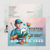 Modern House Cleaning Maid Service Housekeeping Briefkaart (Voorkant / Achterkant)