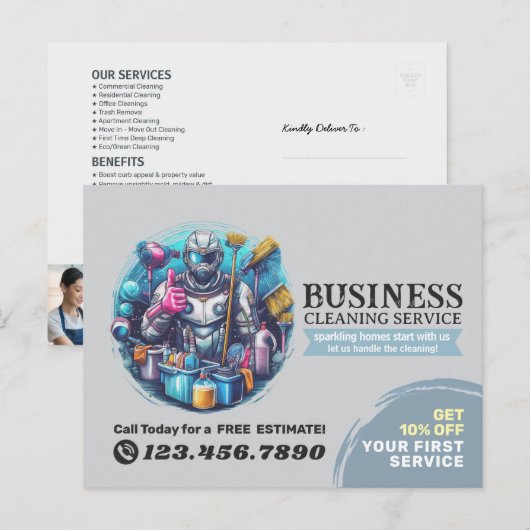 Modern House Cleaning Maid Service Housekeeping Briefkaart (Voorkant / Achterkant)