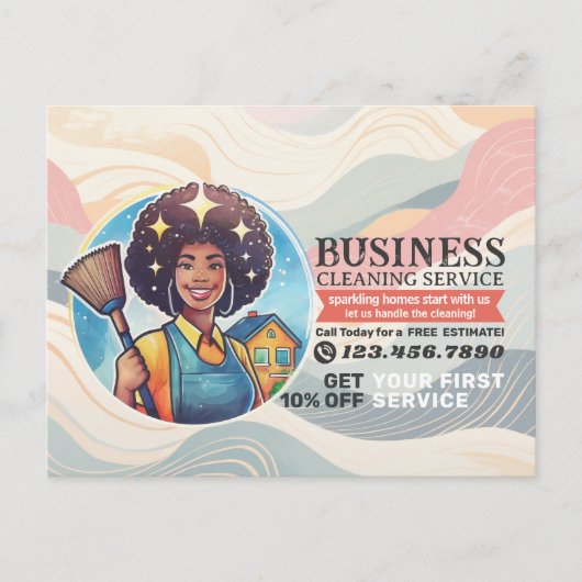 Modern House Cleaning Maid Service Housekeeping Briefkaart (Voorkant)