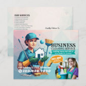 Modern House Cleaning Maid Service Housekeeping Briefkaart (Voorkant / Achterkant)
