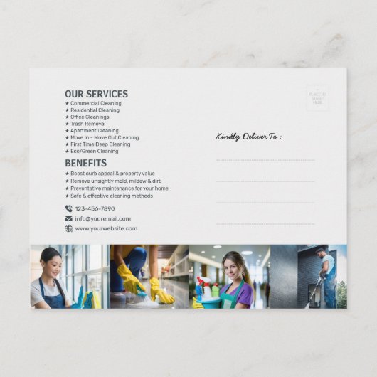 Modern House Cleaning Maid Service Housekeeping Briefkaart (Achterkant)