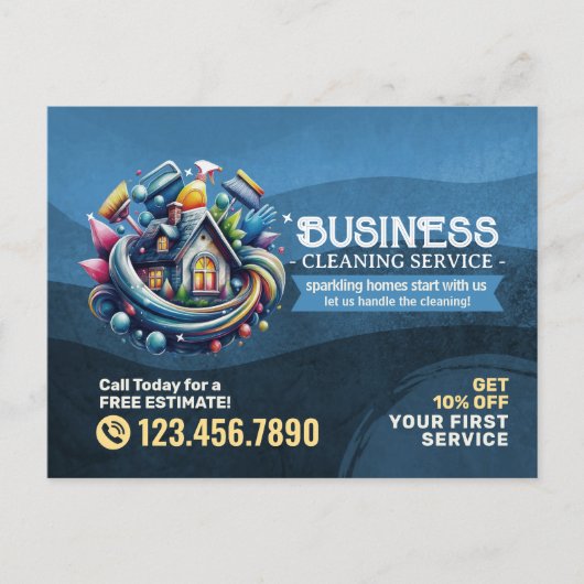 Modern House Cleaning Maid Service Housekeeping Briefkaart (Voorkant)