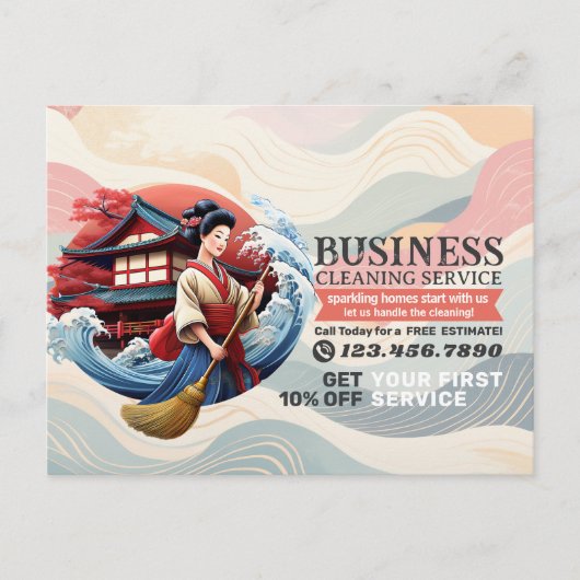 Modern House Cleaning Maid Service Housekeeping Briefkaart (Voorkant)