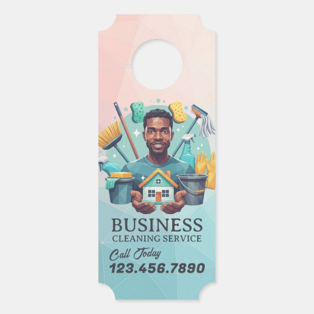 Modern House Cleaning Maid Service Housekeeping Deurhanger (Voorkant)