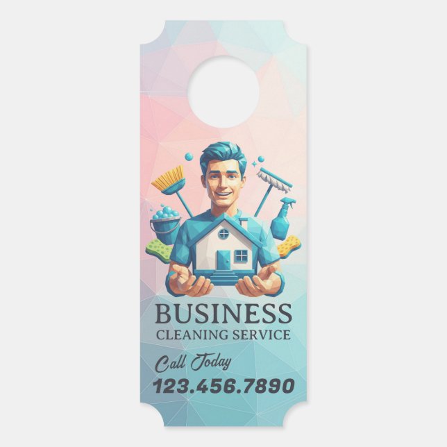 Modern House Cleaning Maid Service Housekeeping Deurhanger (Voorkant)