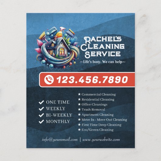 Modern House Cleaning Maid Service Housekeeping Flyer (Voorkant)