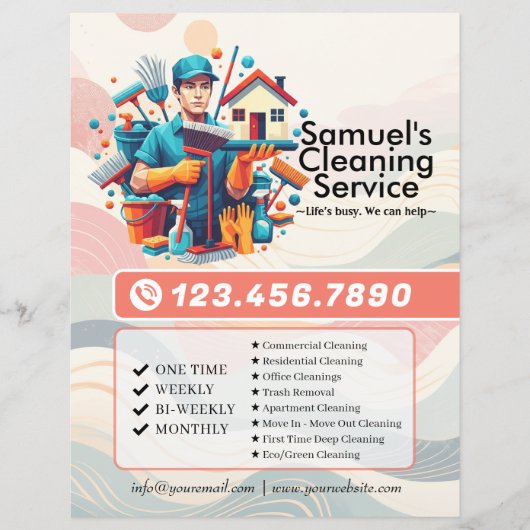 Modern House Cleaning Maid Service Housekeeping Flyer (Voorkant)