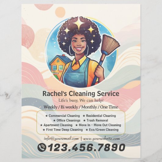 Modern House Cleaning Maid Service Housekeeping Flyer (Voorkant)