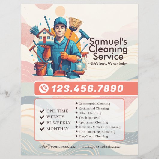Modern House Cleaning Maid Service Housekeeping Flyer (Voorkant)