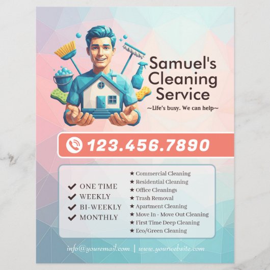Modern House Cleaning Maid Service Housekeeping Flyer (Voorkant)
