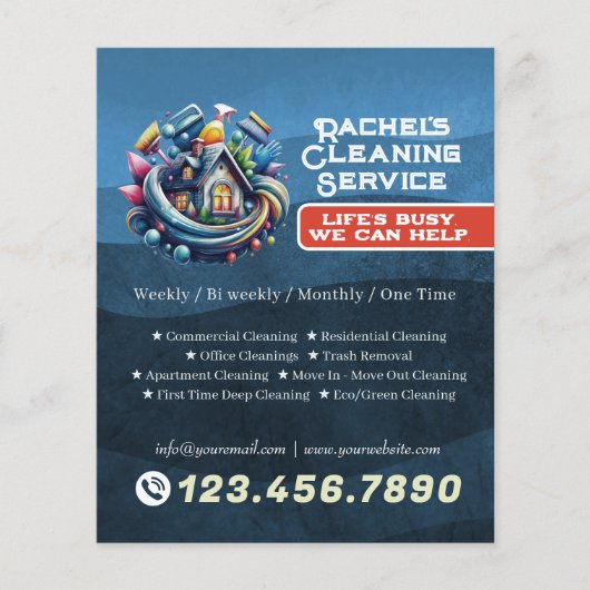 Modern House Cleaning Maid Service Housekeeping Flyer (Voorkant)