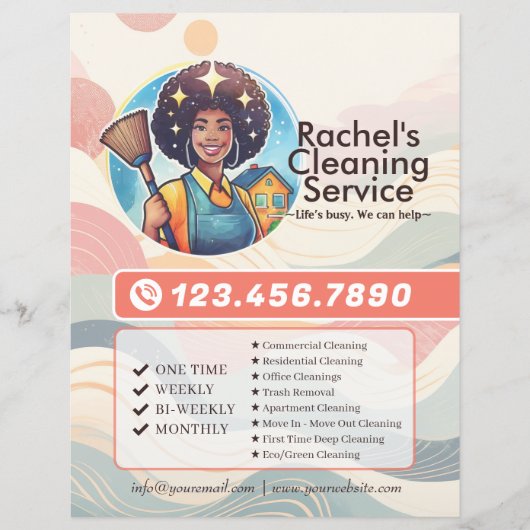 Modern House Cleaning Maid Service Housekeeping Flyer (Voorkant)