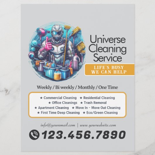 Modern House Cleaning Maid Service Housekeeping Flyer (Voorkant)