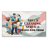 Modern House Cleaning Maid Service Housekeeping Magnetisch Visitekaartje (Voorkant)