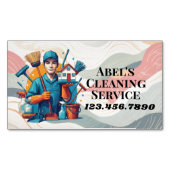 Modern House Cleaning Maid Service Housekeeping Magnetisch Visitekaartje (Voorkant)
