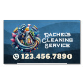 Modern House Cleaning Maid Service Housekeeping Magnetisch Visitekaartje (Voorkant)