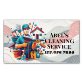 Modern House Cleaning Maid Service Housekeeping Magnetisch Visitekaartje (Voorkant)