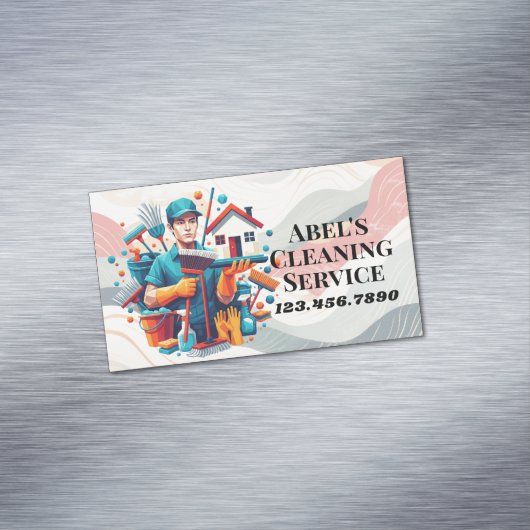 Modern House Cleaning Maid Service Housekeeping Magnetisch Visitekaartje (Voorbeeld)