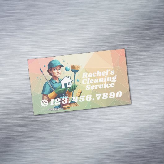 Modern House Cleaning Maid Service Housekeeping Magnetisch Visitekaartje (Voorbeeld)