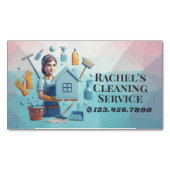 Modern House Cleaning Maid Service Housekeeping Magnetisch Visitekaartje (Voorkant)