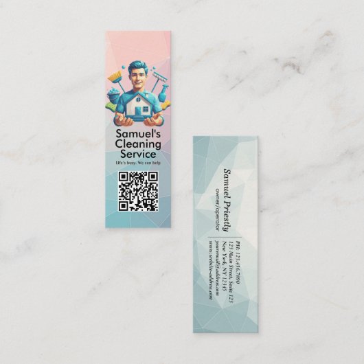 Modern House Cleaning Maid Service Housekeeping Mini Visitekaartje (Voorkant / Achterkant)