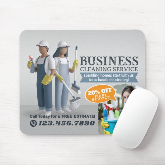 Modern House Cleaning Maid Service Housekeeping Muismat (Met muis)