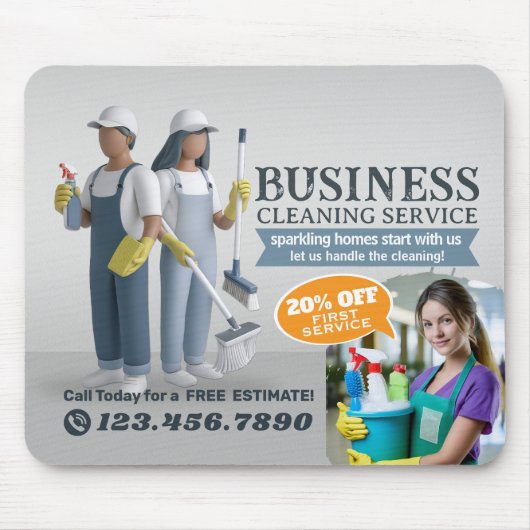 Modern House Cleaning Maid Service Housekeeping Muismat (Voorkant)