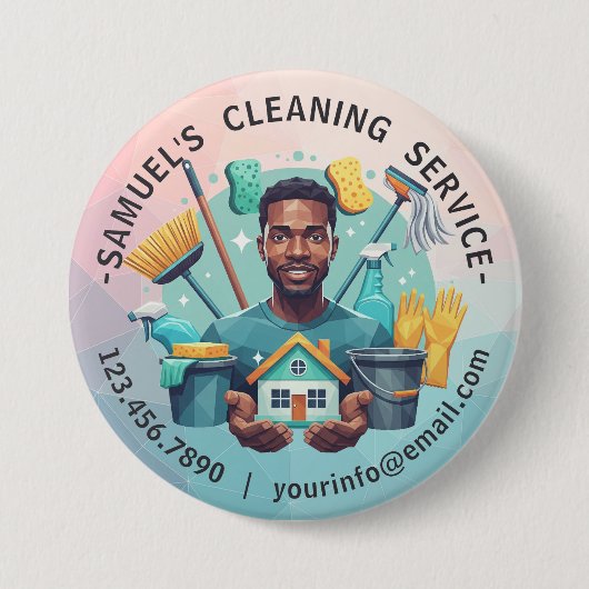 Modern House Cleaning Maid Service Housekeeping Ronde Button 7,6 Cm (Voorkant)