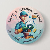 Modern House Cleaning Maid Service Housekeeping Ronde Button 7,6 Cm (Voorkant)