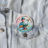 Modern House Cleaning Maid Service Housekeeping Ronde Button 7,6 Cm (In situ)