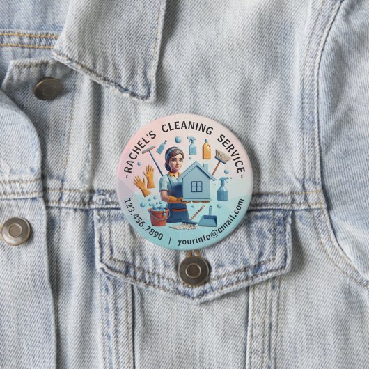 Modern House Cleaning Maid Service Housekeeping Ronde Button 7,6 Cm (In situ)