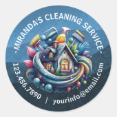 Modern House Cleaning Maid Service Housekeeping Ronde Sticker (Voorkant)