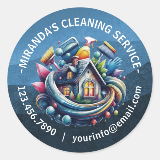 Modern House Cleaning Maid Service Housekeeping Ronde Sticker (Voorkant)