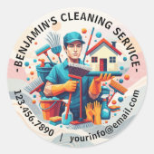 Modern House Cleaning Maid Service Housekeeping Ronde Sticker (Voorkant)