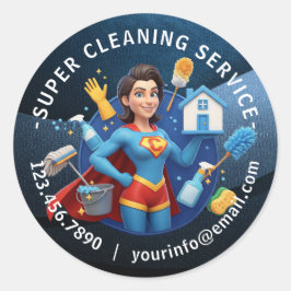 Modern House Cleaning Maid Service Housekeeping Ronde Sticker