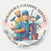 Modern House Cleaning Maid Service Housekeeping Ronde Sticker (Voorkant)