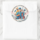 Modern House Cleaning Maid Service Housekeeping Ronde Sticker (Tas)