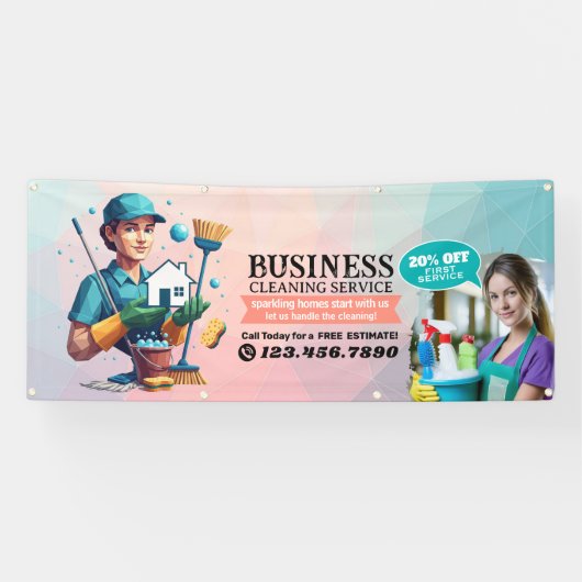 Modern House Cleaning Maid Service Housekeeping Spandoek (Horizontaal)