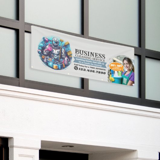 Modern House Cleaning Maid Service Housekeeping Spandoek (Buitenkant Gebouw)