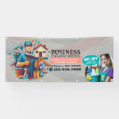 Modern House Cleaning Maid Service Housekeeping Spandoek (Horizontaal)