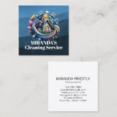 Modern House Cleaning Maid Service Housekeeping Vierkante Visitekaartje (Voorkant / Achterkant)