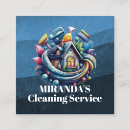 Modern House Cleaning Maid Service Housekeeping Vierkante Visitekaartje