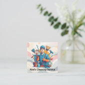 Modern House Cleaning Maid Service Housekeeping Vierkante Visitekaartje (Staand voorkant)