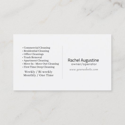 Modern House Cleaning Maid Service Housekeeping Visitekaartje (Achterkant)