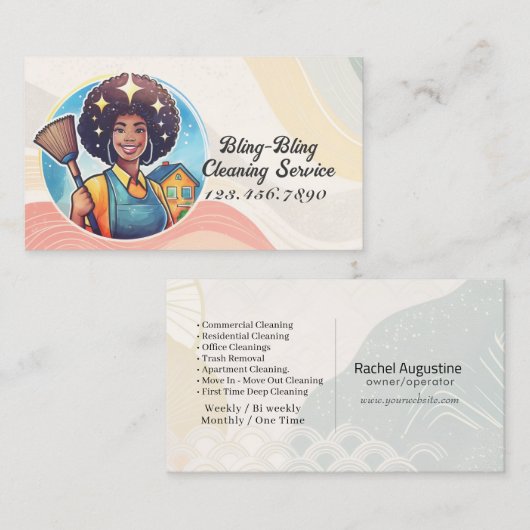 Modern House Cleaning Maid Service Housekeeping Visitekaartje (Voorkant / Achterkant)
