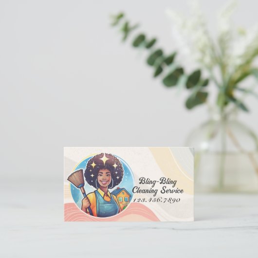 Modern House Cleaning Maid Service Housekeeping Visitekaartje (Staand voorkant)