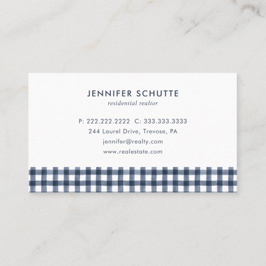 Modern House Simple Navy Pset Real Estate Agent Visitekaartje (Achterkant)