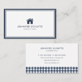 Modern House Simple Navy Pset Real Estate Agent Visitekaartje (Voorkant / Achterkant)